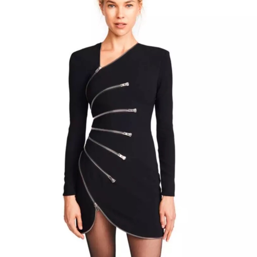 Alexander Wang Black and Silver Asymmetrical Embellished Cocktail Dress
